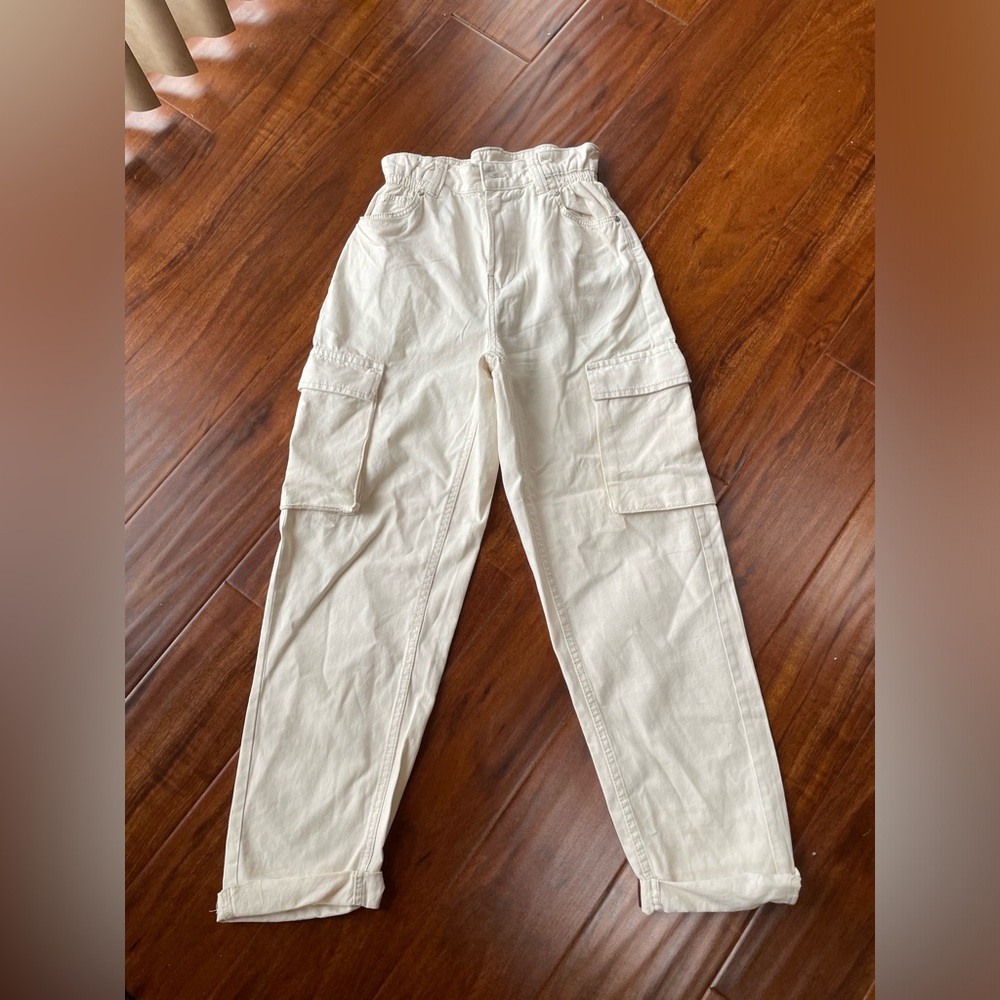 Bershka Cream Cargo Pants